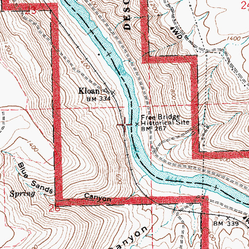 Topographic Map of Free Bridge, OR