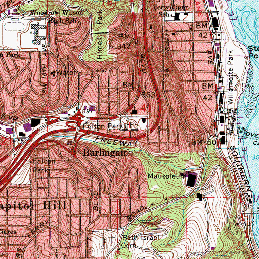 Topographic Map of Fulton City Park, OR