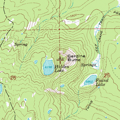 Topographic Map of Gerdine Butte, OR