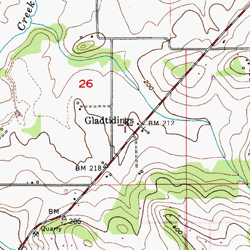 Topographic Map of Gladtidings, OR