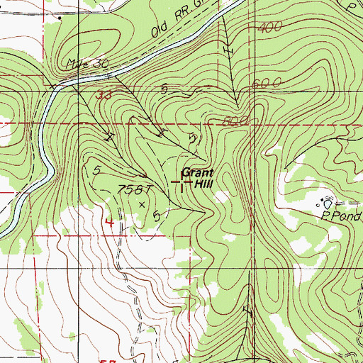 Topographic Map of Grant Hill, OR