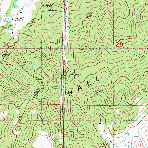 Topographic Map of Hall Ridge, OR