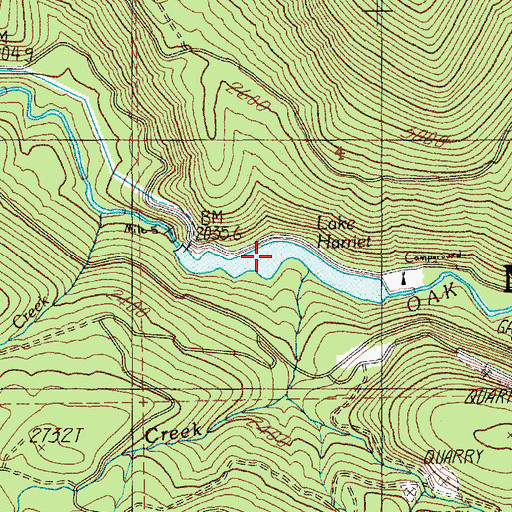 Topographic Map of Lake Harriet, OR