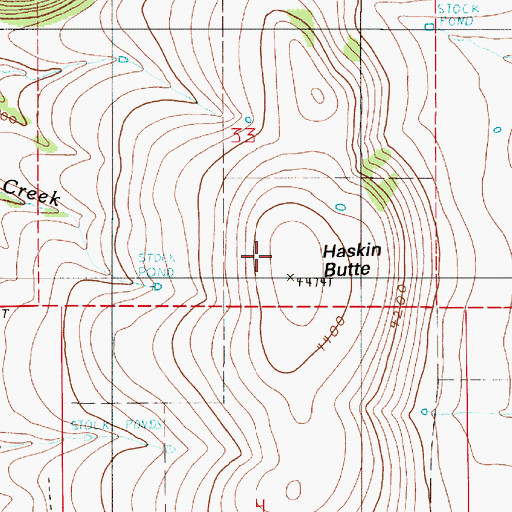 Topographic Map of Haskin Butte, OR