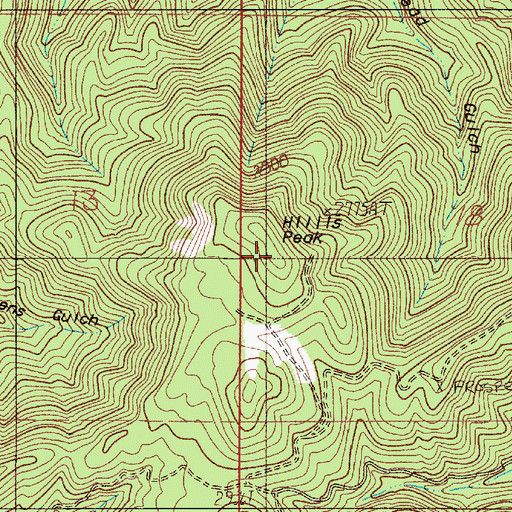 Topographic Map of Hillis Peak, OR