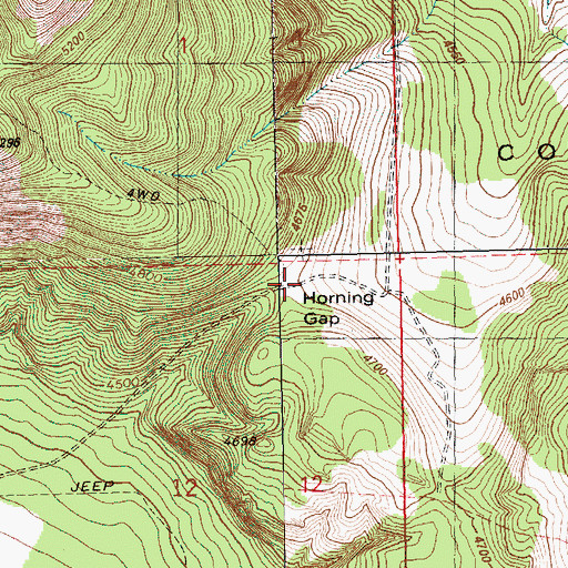 Topographic Map of Horning Gap, OR