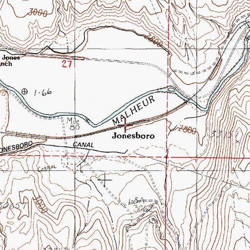 Topographic Map of Jonesboro (historical), OR
