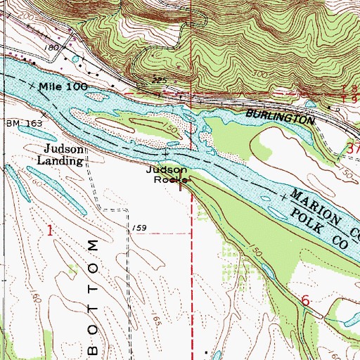 Topographic Map of Judson Rocks, OR