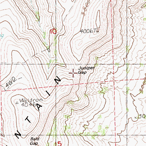 Topographic Map of Juniper Gap, OR