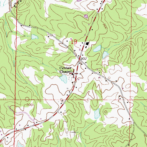 Topographic Map of Center Chapel, AL