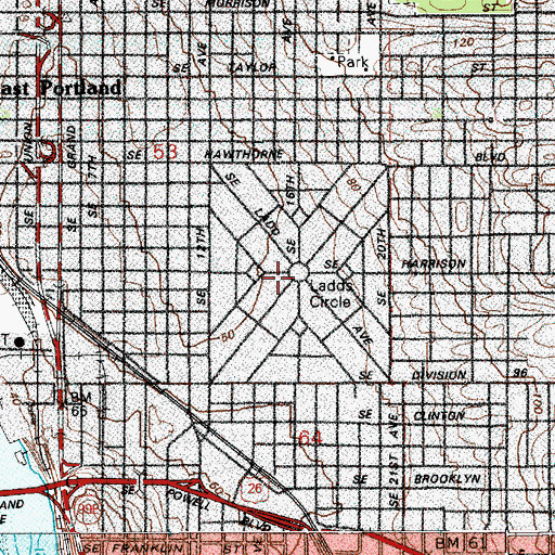 Topographic Map of Ladd Circle, OR