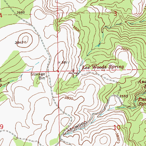 Topographic Map of Lee Woods Spring, OR