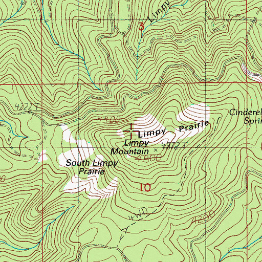 Topographic Map of Limpy Prairie, OR