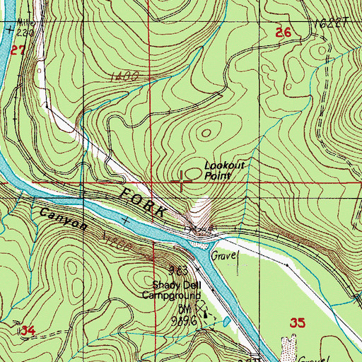 Topographic Map of Lookout Point, OR