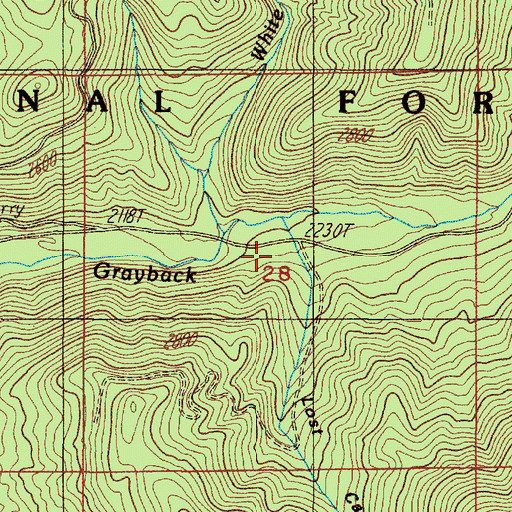 Topographic Map of Lost Canyon, OR