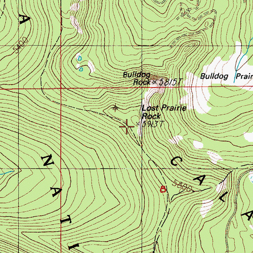 Topographic Map of Lost Prairie Rock, OR