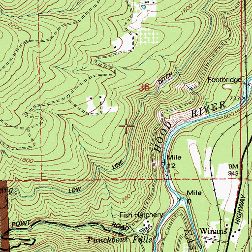 Topographic Map of Low Line Ditch, OR