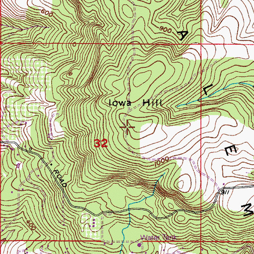 Topographic Map of Iowa Hill, OR