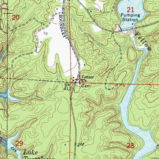 Topographic Map of Center Church, AL