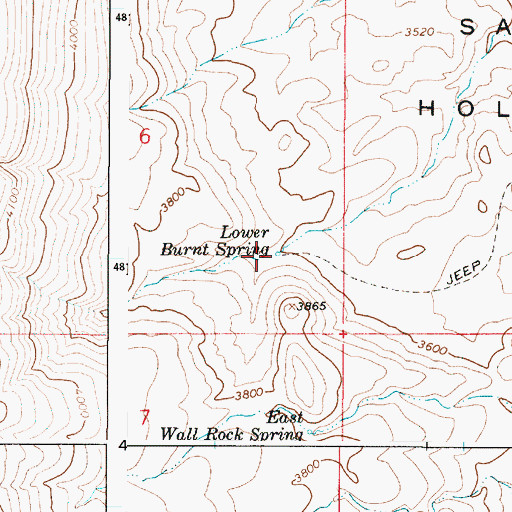 Topographic Map of Lower Burnt Spring, OR