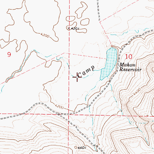 Topographic Map of Mahon Reservoir, OR