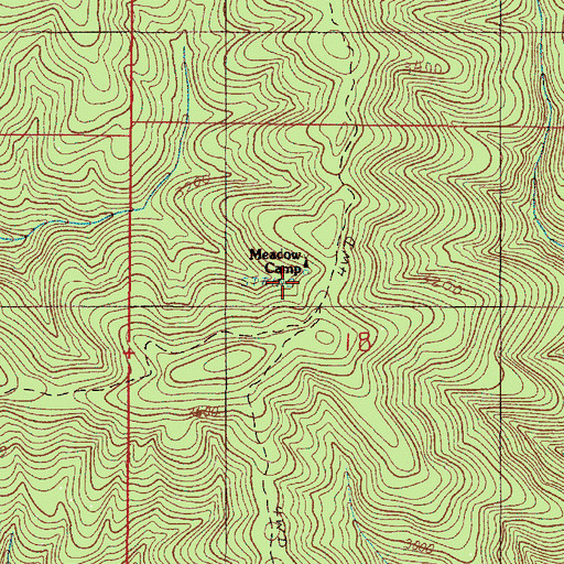 Topographic Map of Meadow Camp, OR