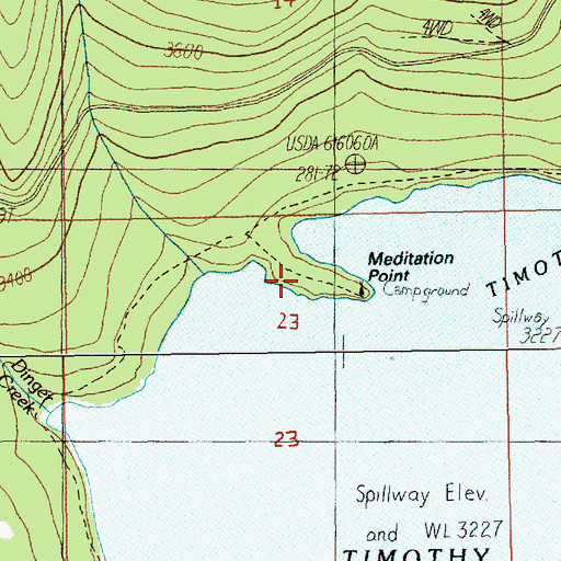 Topographic Map of Meditation Point Recreation Site, OR