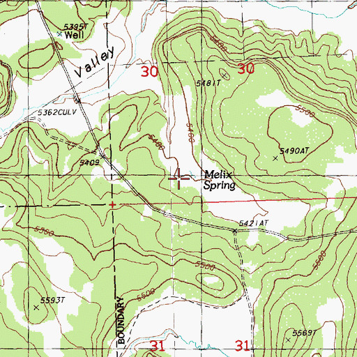 Topographic Map of Melix Spring, OR