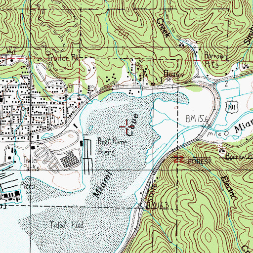 Topographic Map of Miami Cove, OR