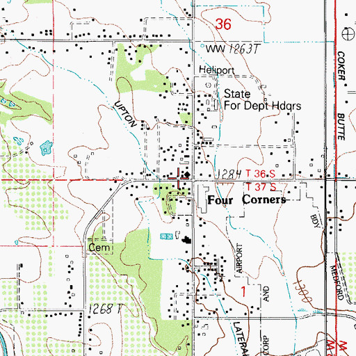 Topographic Map of Four Corners, OR