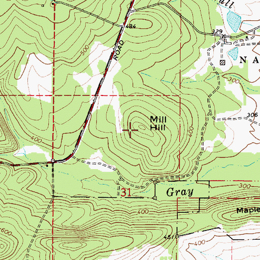 Topographic Map of Mill Hill, OR
