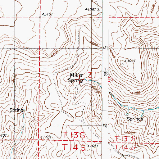 Topographic Map of Miller Spring, OR