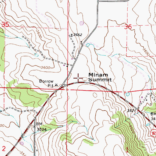 Topographic Map of Minam Summit, OR
