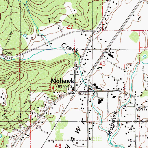 Topographic Map of Mohawk Post (historical), OR