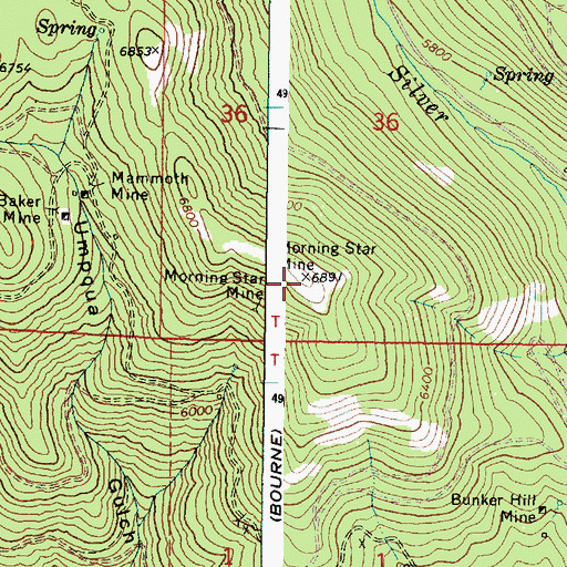 Topographic Map of Morning Star Mine, OR