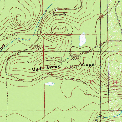 Topographic Map of Mud Creek Ridge, OR