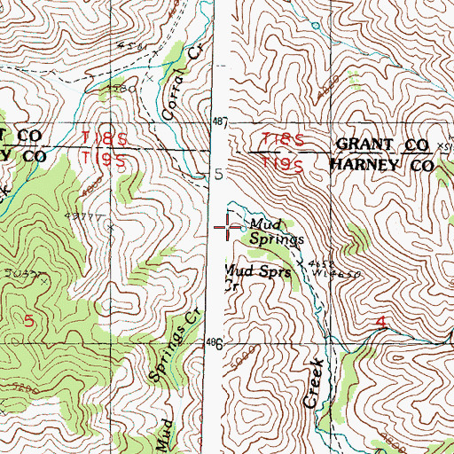 Topographic Map of Mud Springs, OR