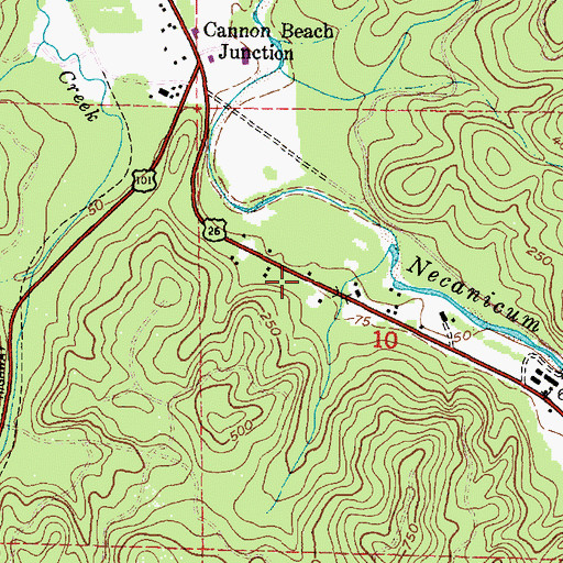 Topographic Map of Necanicum Guard Station, OR