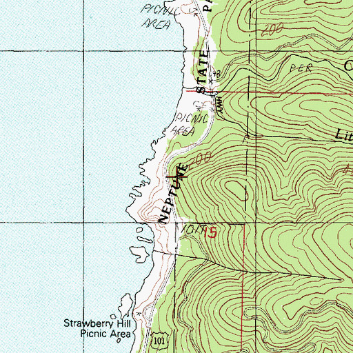 Topographic Map of Neptune State Park, OR