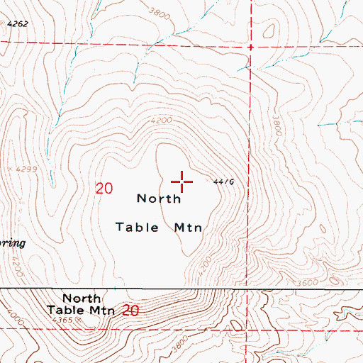 Topographic Map of North Table Mountain, OR
