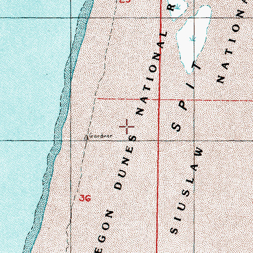 Topographic Map of Oregon Dunes National Recreation Area, OR