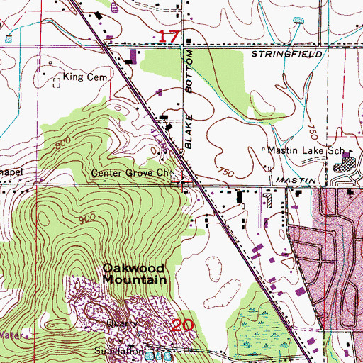Topographic Map of Center Grove Methodist Church, AL