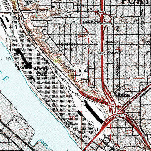 Topographic Map of Overlook City Park, OR