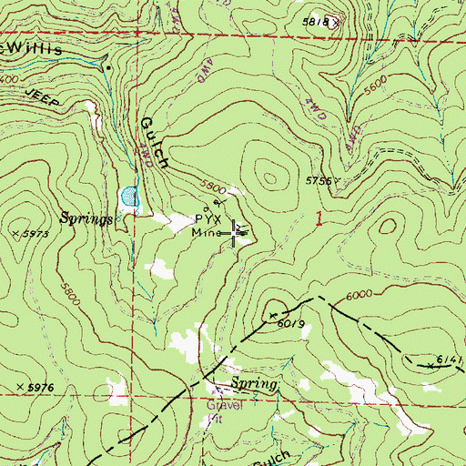 Topographic Map of PYX Mine, OR