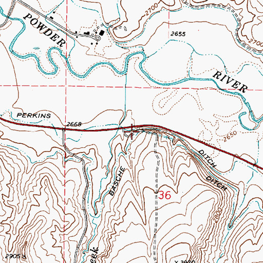 Topographic Map of Perkins Ditch, OR