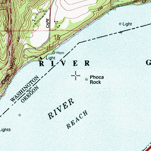 Topographic Map of Phoca Rock, OR