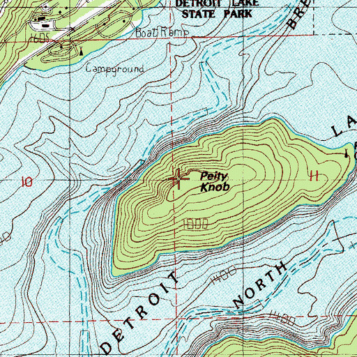 Topographic Map of Piety Knob, OR