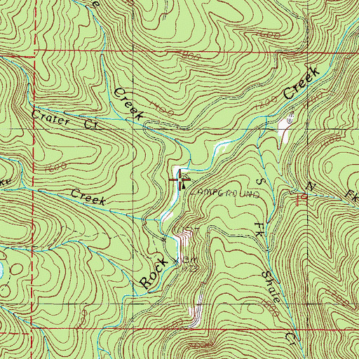 Topographic Map of Rock Creek Recreation Site, OR