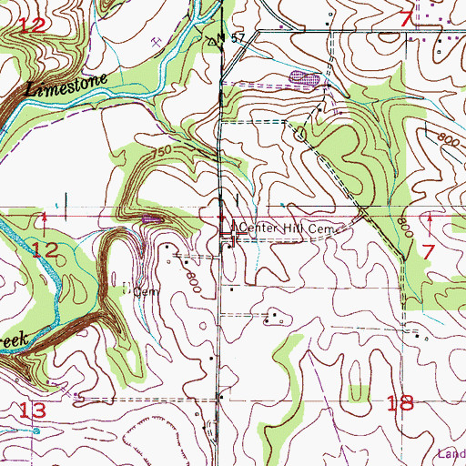 Topographic Map of Center Hill Cemetery, AL