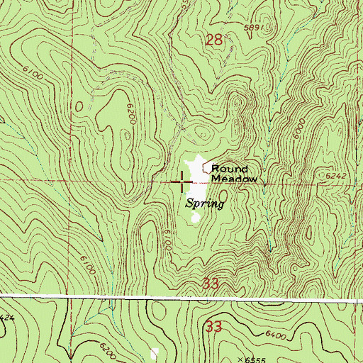 Topographic Map of Round Meadow, OR